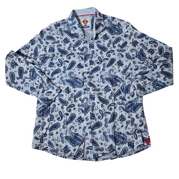 Jermyn & Bond Modern Fit Long Sleeve Button Down Paisley Shirt Men's Size XL - Picture 1 of 10